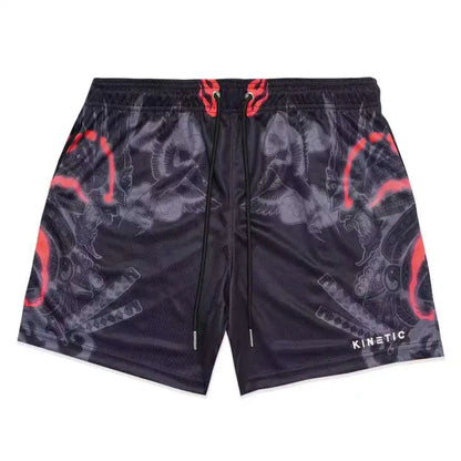 Graphic Print Mesh Shorts