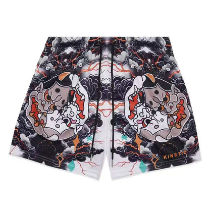 Graphic Print Mesh Shorts