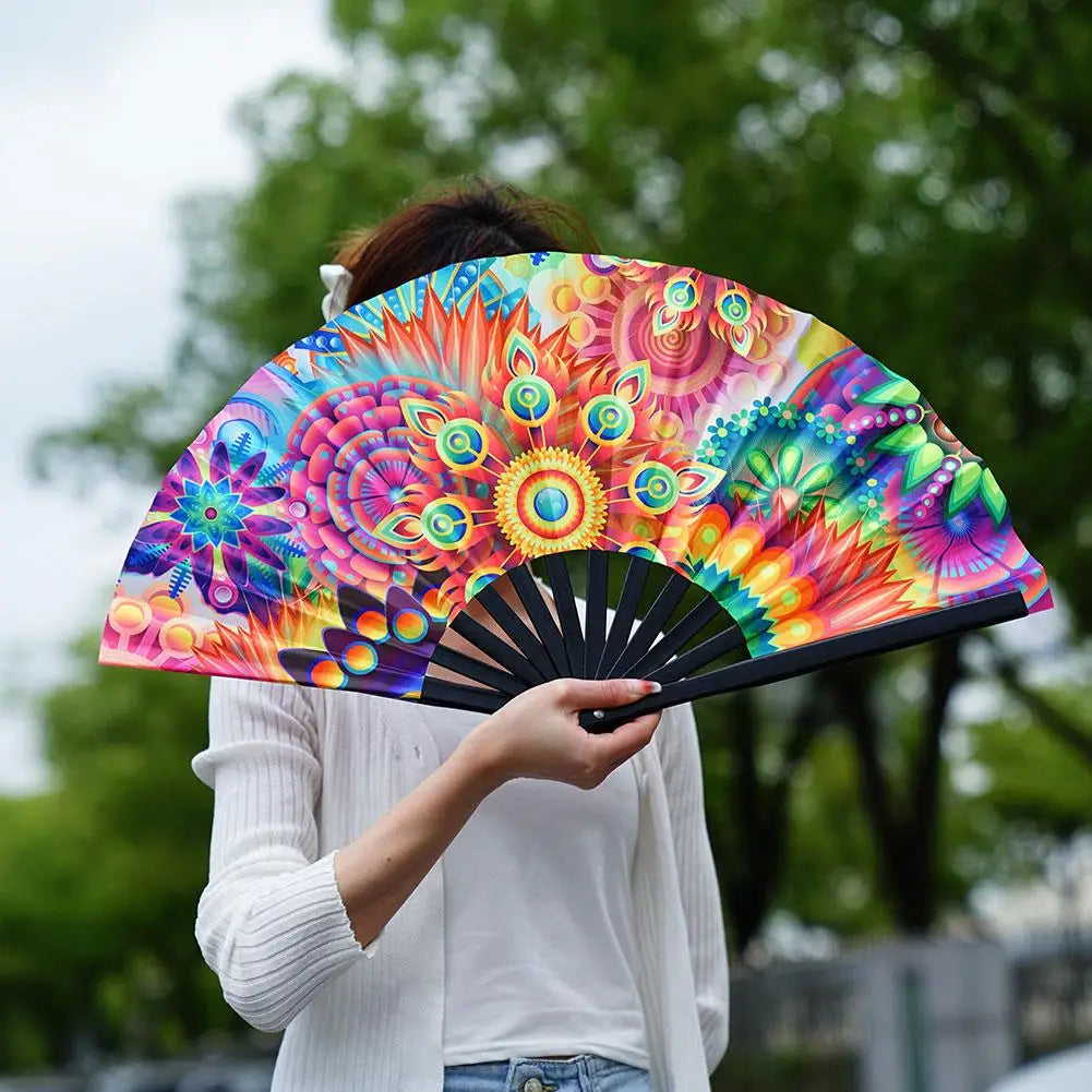 Large Fluorescent Folding Hand Fan