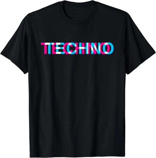 Trippy 3D Techno Graphic Tee