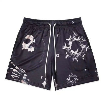 Graphic Print Mesh Shorts