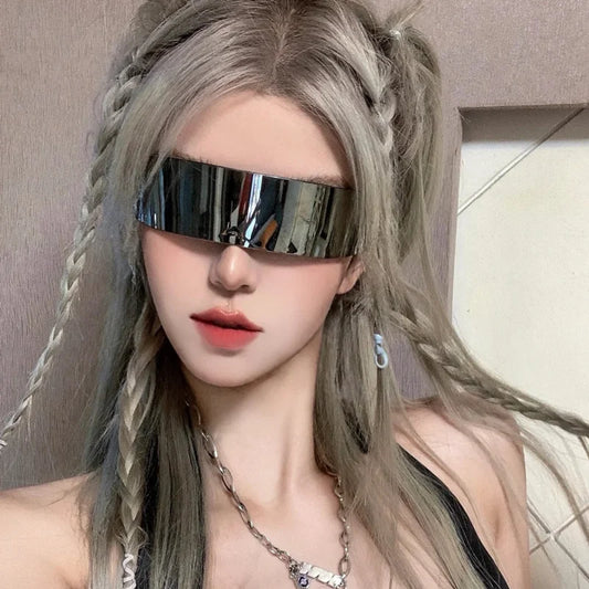Futuristic Rimless Mirrored Sunglasses