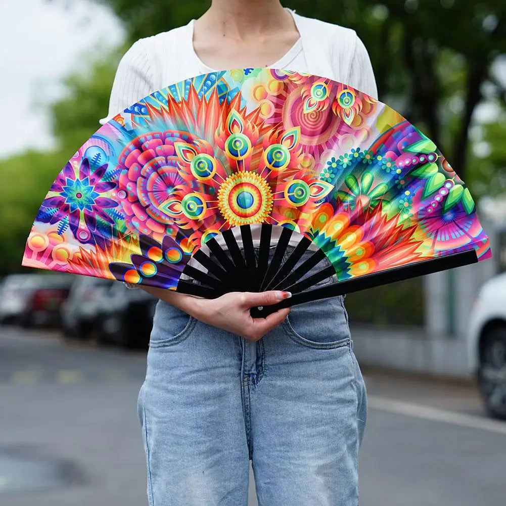 Large Fluorescent Folding Hand Fan