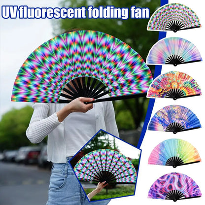 Large Fluorescent Folding Hand Fan