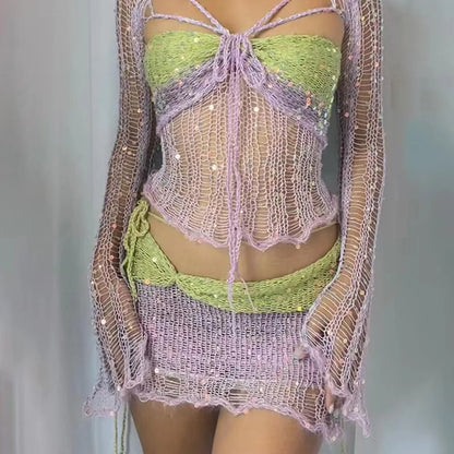 Crochet 2-Piece Mini Skirt Set