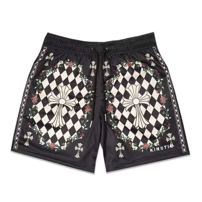 Graphic Print Mesh Shorts