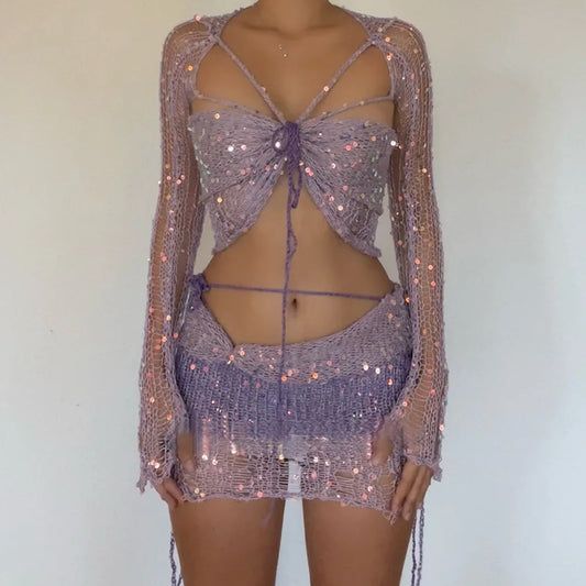 Crochet 2-Piece Mini Skirt Set
