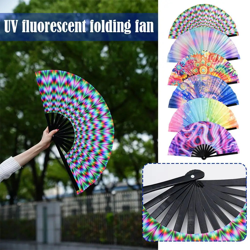 Large Fluorescent Folding Hand Fan