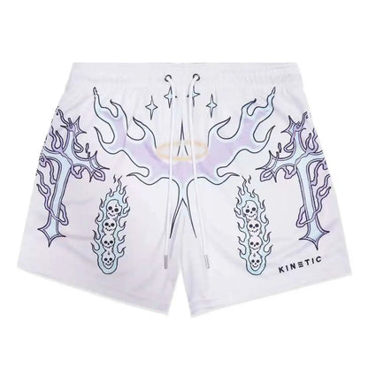 Graphic Print Mesh Shorts