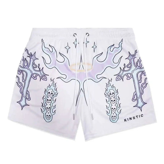 Graphic Print Mesh Shorts