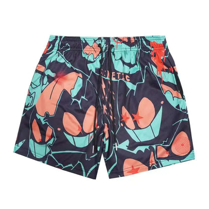 Graphic Print Mesh Shorts